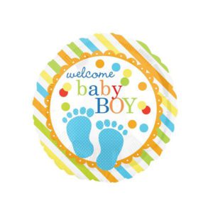 Get Set Foil Specialty Balloons 0009 Welcome Baby Boy Stripe Round.jpg