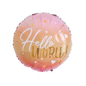 Get Set Foil Specialty Balloons 0097 Hello World Coral Round.jpg