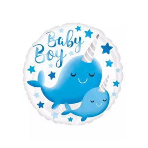 baby boy narwhal round baloon